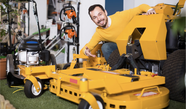 Equipment dealer showcasing lawn mower