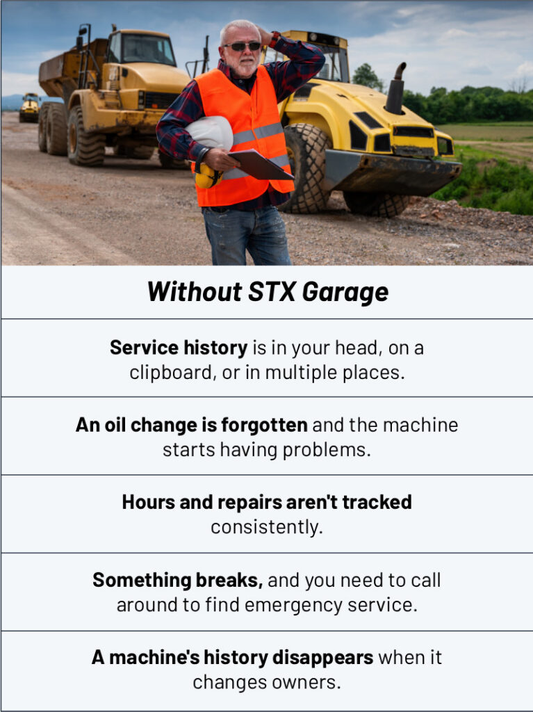 Heavy equipment owner in front of machines
